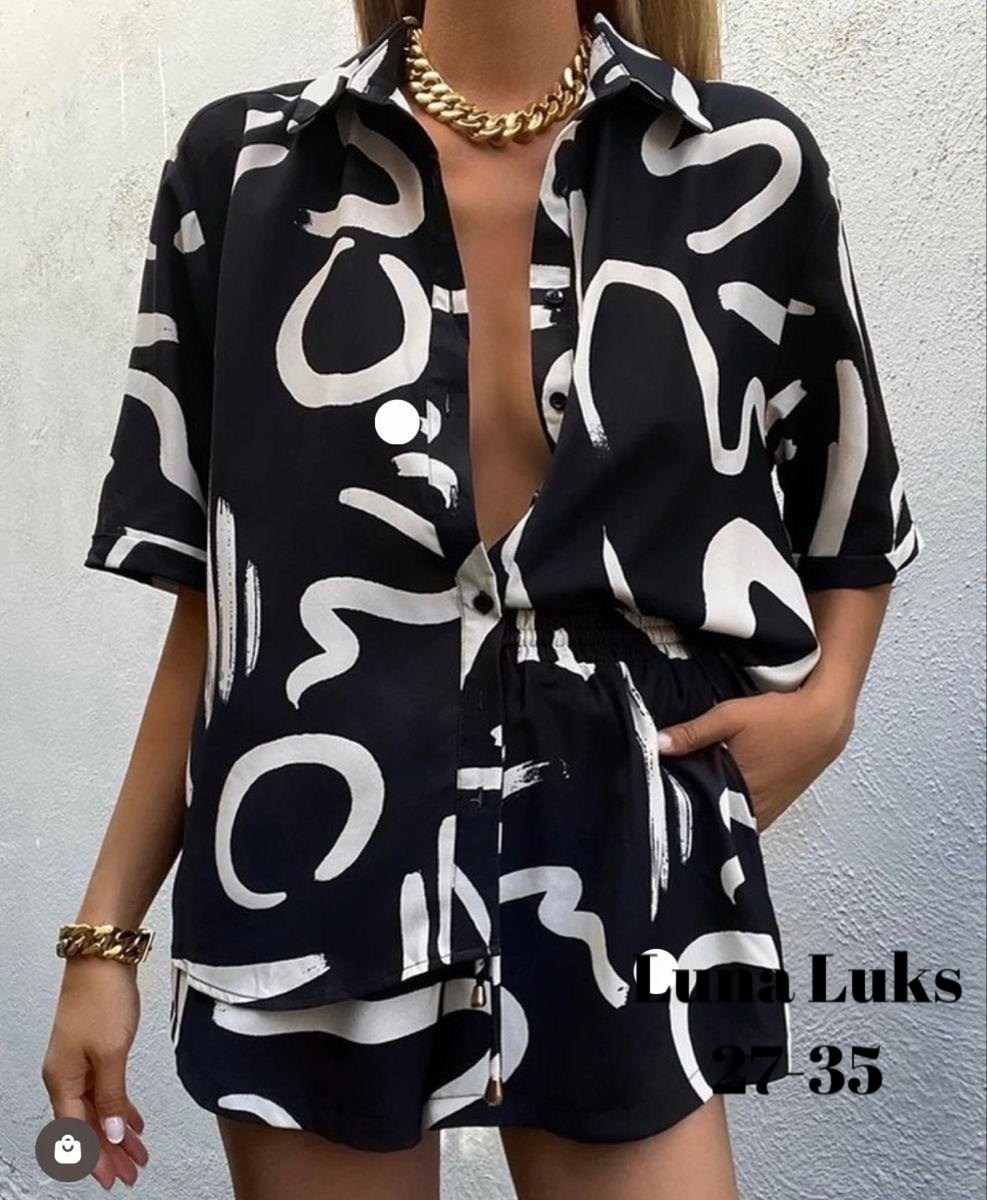 женский костюм с шортами летний принт,комплект туника пляжная с шортами,модный костюм с принтом,комплект туника пляжная с шортами tunikin,комплект одежды