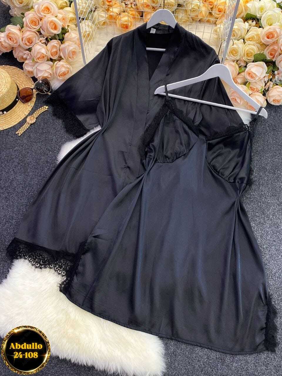 пеньюар женский,комплект с пеньюаром,шелковый комплект с кружевом пеньюар и халат батал 48-62 р-ры,комплект ночная сорочка с халатом,пеньюар