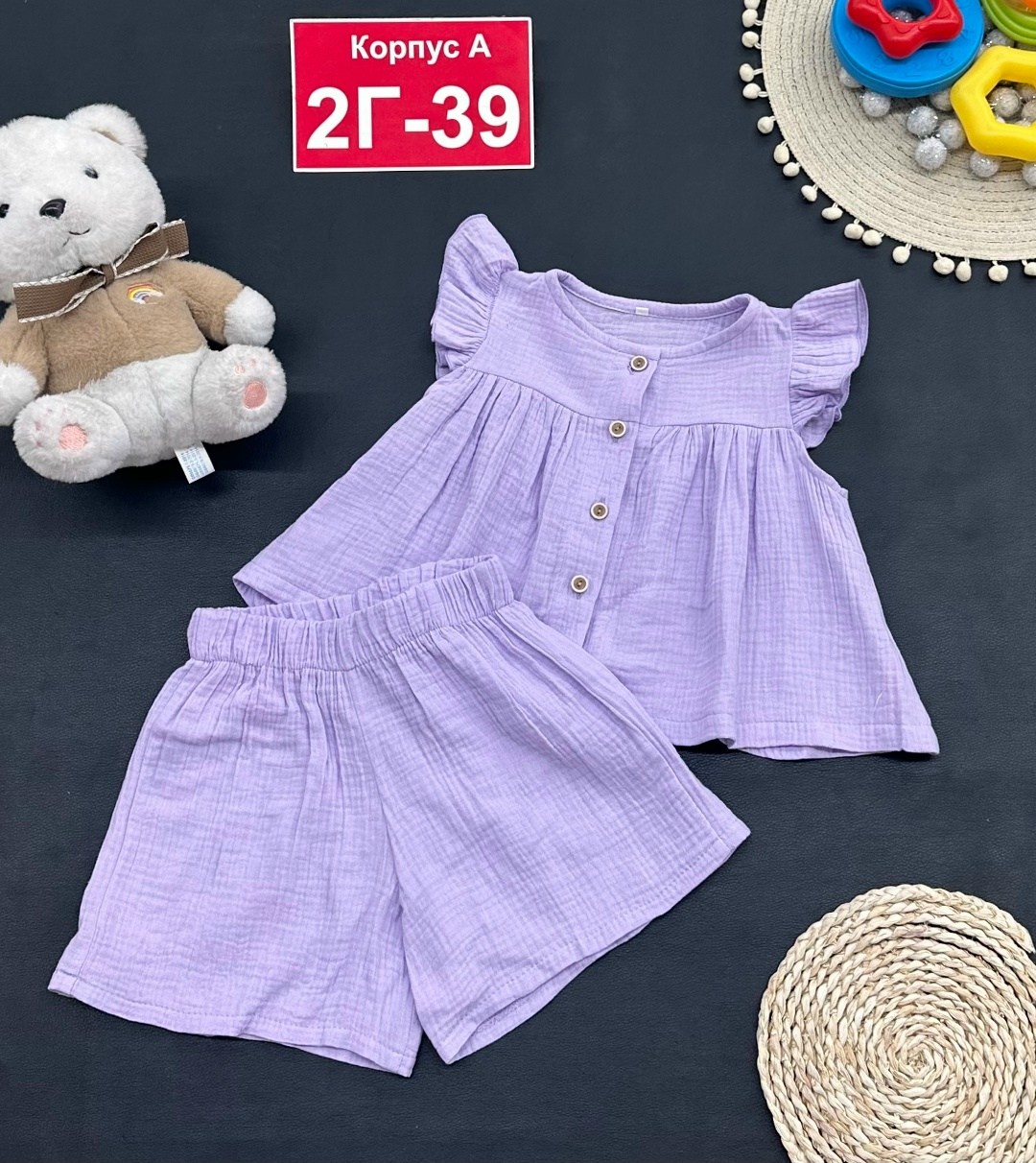 летний костюм для девочек,одежда для девочки,комплект одежды девочке,костюм для девочек,костюм из муслина с шортами летний lmdy 419651291