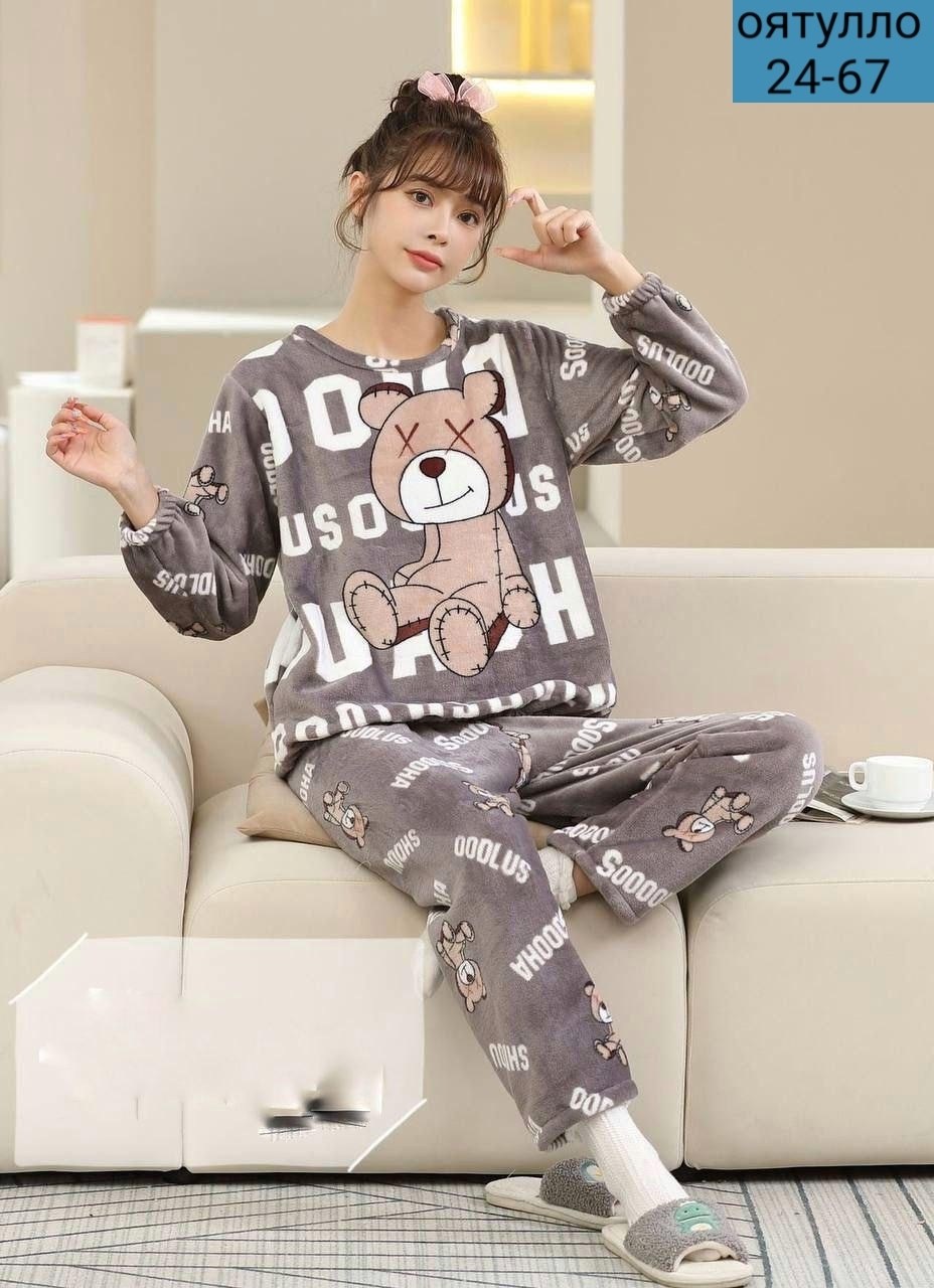 пижама женская теплая,модная пижама,домашняя одежда пижама,пижама плюшевая теплая со штанами,теплая пижама