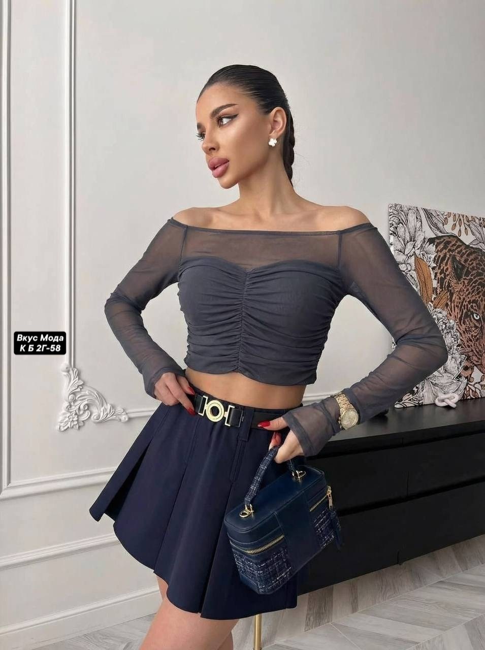 топик сетка,блуза,,лонгслив сетка укороченный с драпировкой и длинным рукавом waffira 221048225