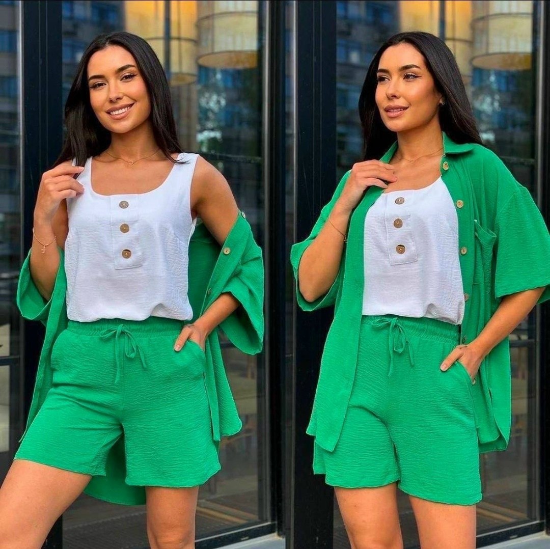 летний костюм с шортами и рубашкой,костюм шорты рубашка,модные костюмы,костюм шортами,женский костюм с шортами