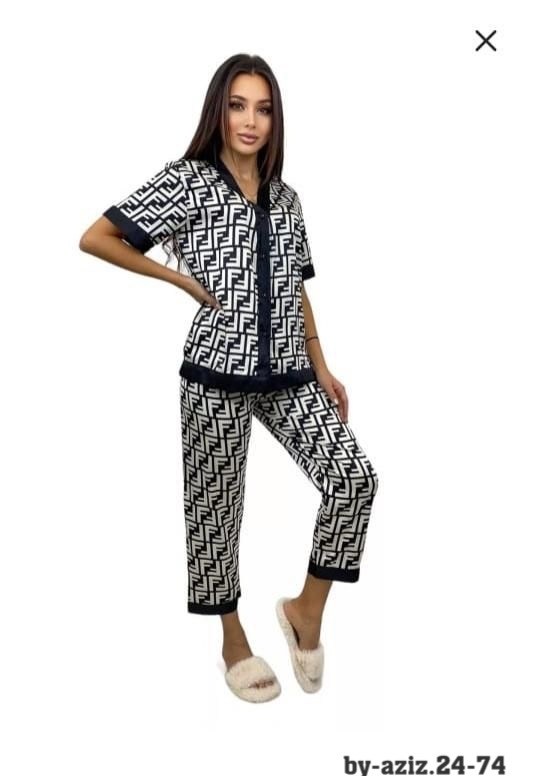 пижама шелковая фенди,пижама со штанами и рубашкой домашняя комплект victoria's secret,пижама шелковая со штанами и рубашкой домашняя,женская пижама,пижама домашний костюм