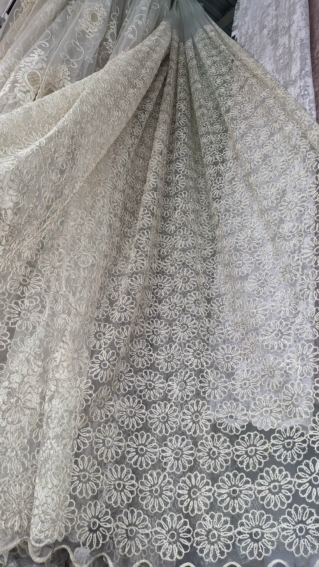 турецкая тюль сетка с вышивкой,тюль с вышивкой,тюль,тюль сетка вышивка "праздник" высота 300 см,сетка с вышивкой