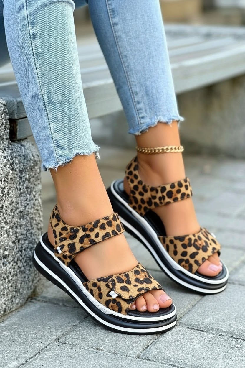 леопардовые босоножки на платформе,леопардовые босоножки,модные босоножки,босоножки с леопардовым принтом,сандалии женские летние