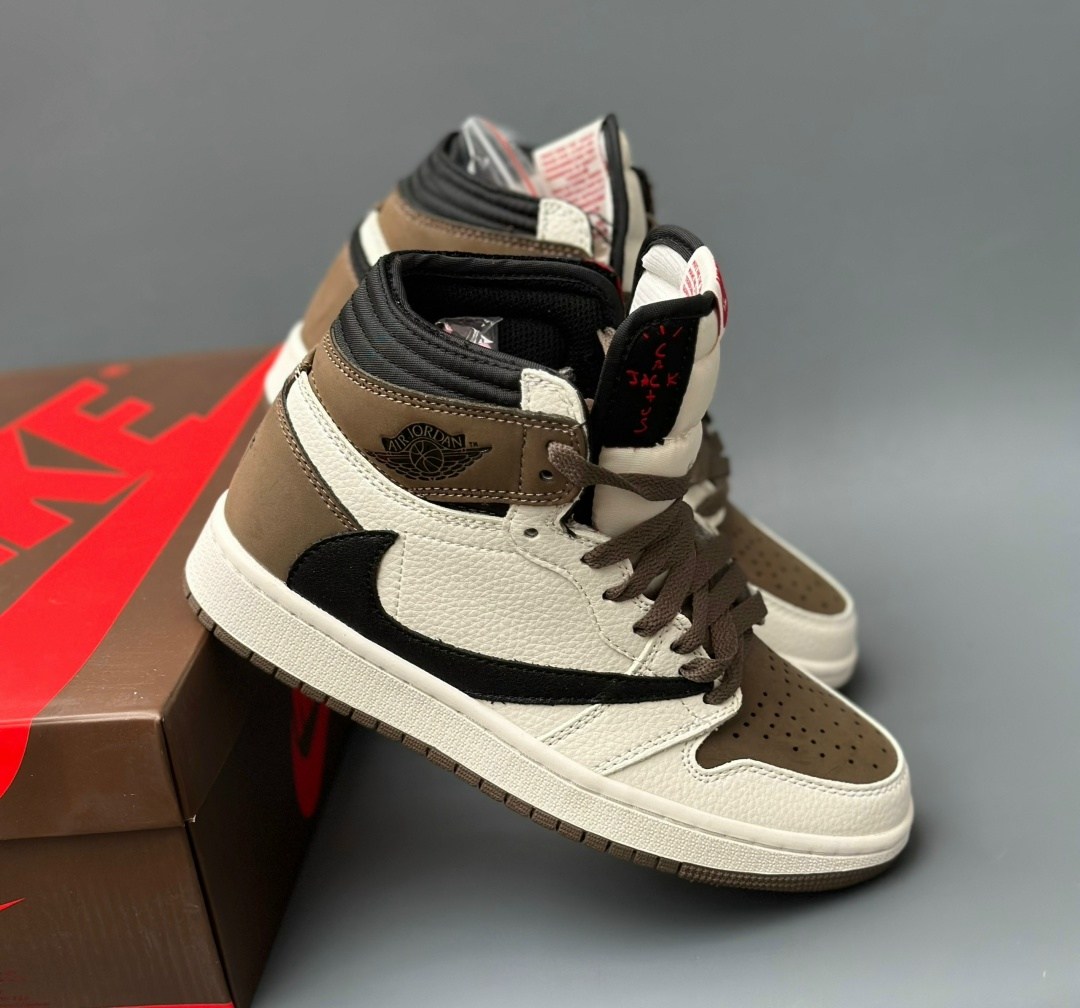 кроссовки nike air jordan 1 x travis scott цвет коричневый,кроссовки nike air jordan 1 x travis scott,nike air jordan 1 travis scott,jordan 1 travis scott,nike jordan cactus jack travis scott