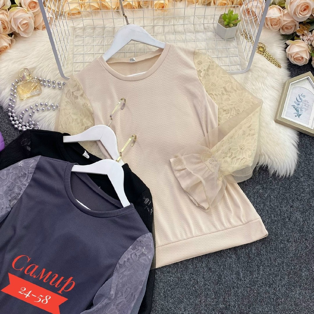 кофта женская,стильная кофта,женская кофточка,модная кофта,трикотажная блузка с шифоновыми рукавами