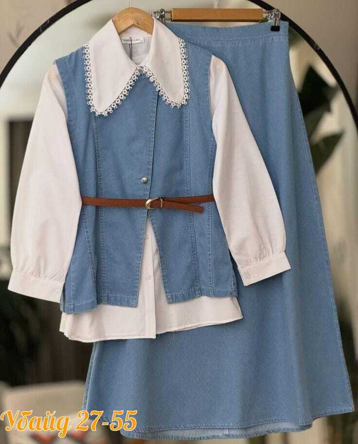 джинсовые костюмы,джинсовый комплект юбка жилет,джинсовая одежда,джинсовый костюм для девочки,стильные наряды