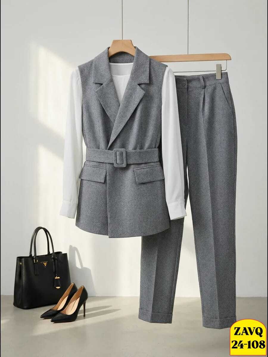 женский брючный костюм,костюм брючный деловой с жилеткой офис berchi 257248482,костюм брючный женский стильный 2026 с жилеткой,брючный костюм с жилетом женский,костюм брючный