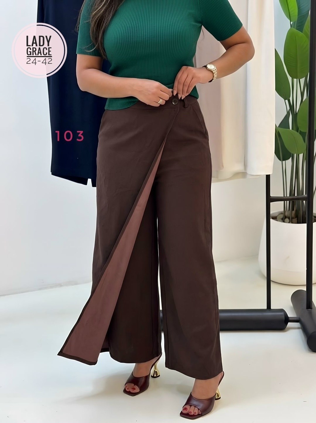брюки жен,брюки женские с запахом,классические брюки,брюки женские,асимметричные брюки палаццо с запахом и высокой посадкой veronii