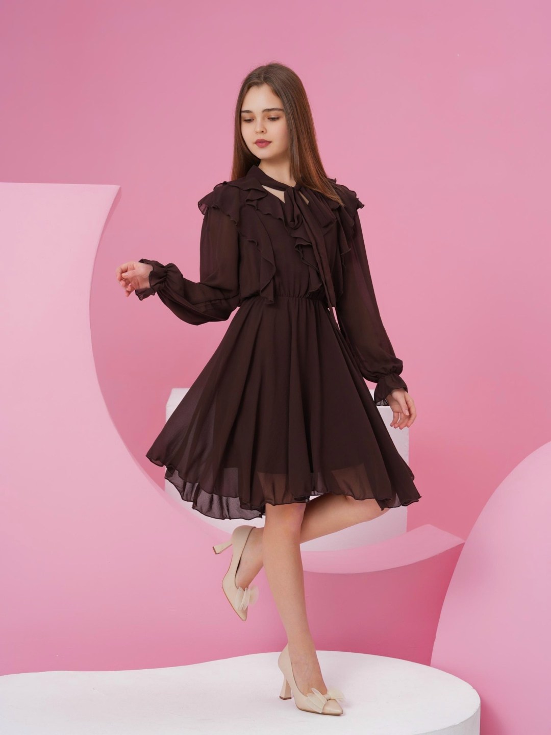 шифоновое платье,платье,нарядное платье,платье женской,платье с оборками