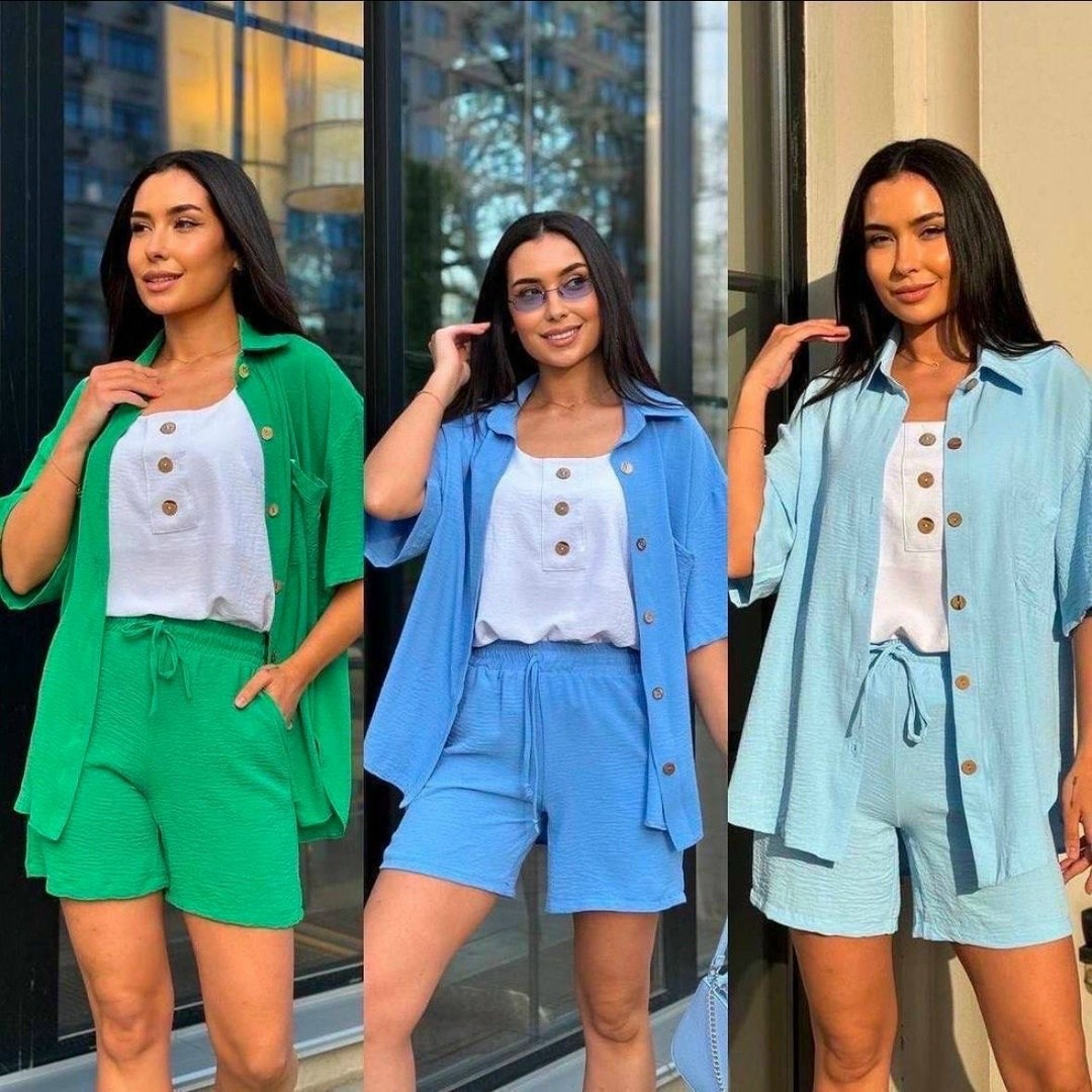 летний костюм с шортами и рубашкой,костюм шорты рубашка,модные костюмы,костюм шортами,женский костюм с шортами