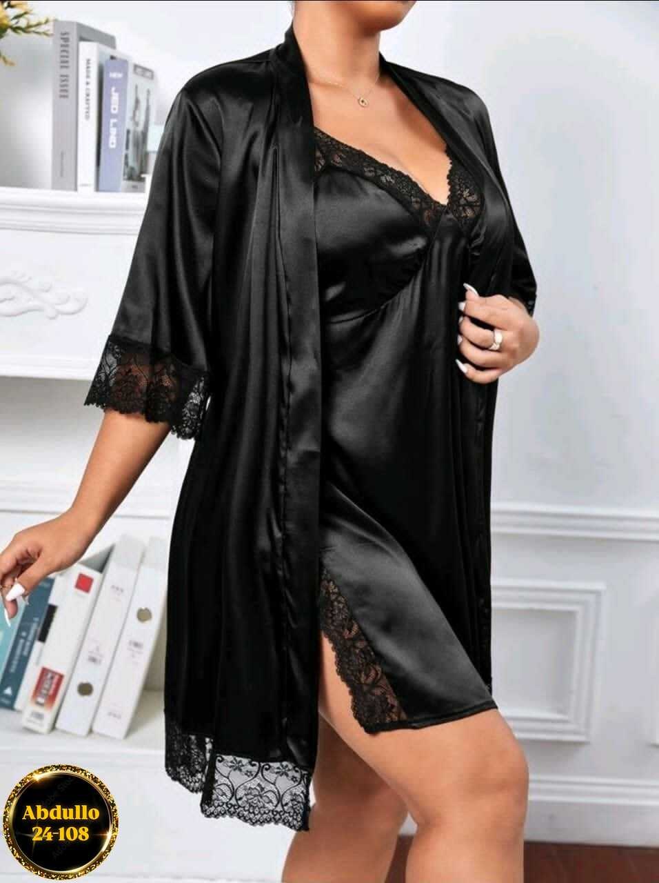 пеньюар женский,комплект с пеньюаром,шелковый комплект с кружевом пеньюар и халат батал 48-62 р-ры,комплект ночная сорочка с халатом,пеньюар
