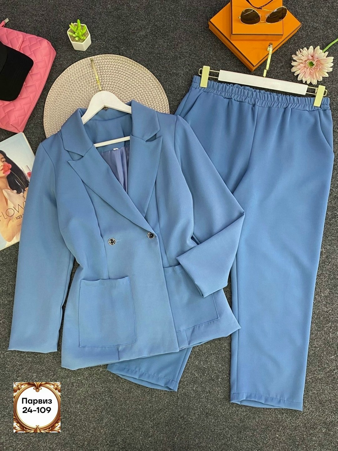 брючный костюм,костюм женский,мятный костюм женский,брючный костюм anastasia mak 1175 мятный,костюм женский брючный