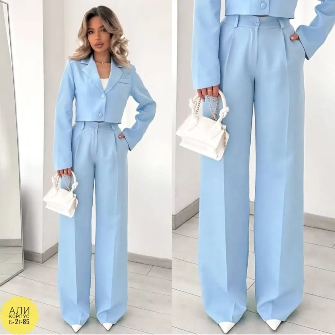 брючный костюм amberа style 2041-3 голубой,брючный костюм amberastyle 2112 голубой двойка,женский костюм,брючный костюм lokka 1094 голубой,женский брючный костюм небесно-голубого цвета