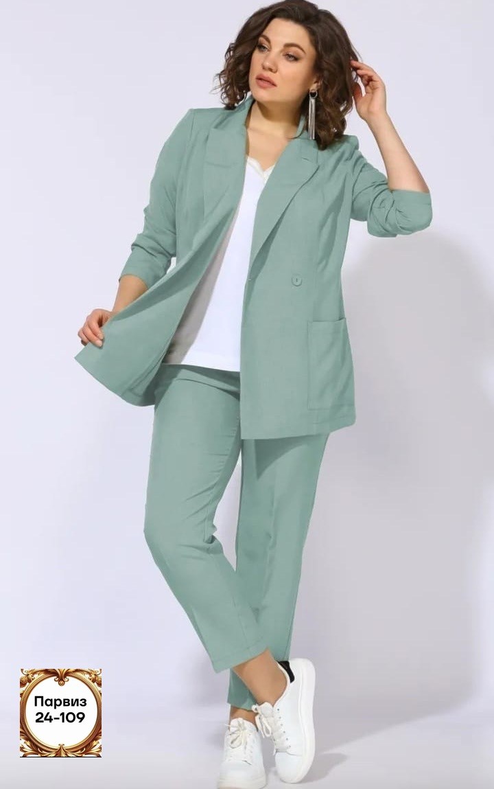 брючный костюм,костюм женский,мятный костюм женский,брючный костюм anastasia mak 1175 мятный,костюм женский брючный