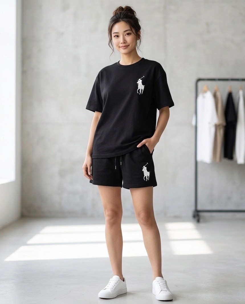 костюм с шортами и футболкой поло летний insomand,женский костюм,женские костюмы спортивные,женский костюм с шортами,