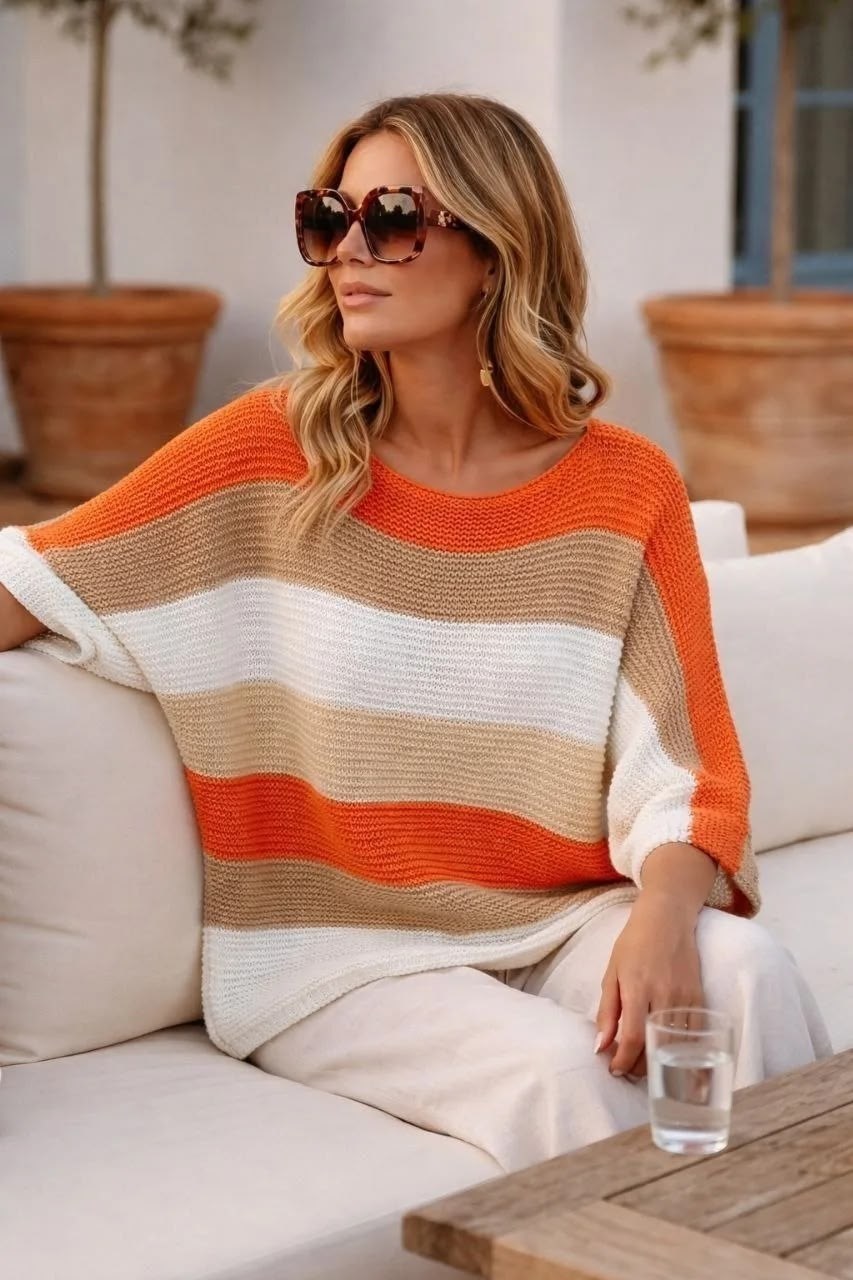 вязаный пуловер,вязаные свитера,вязаные джемпера,джемпер в полоску,свитер модный