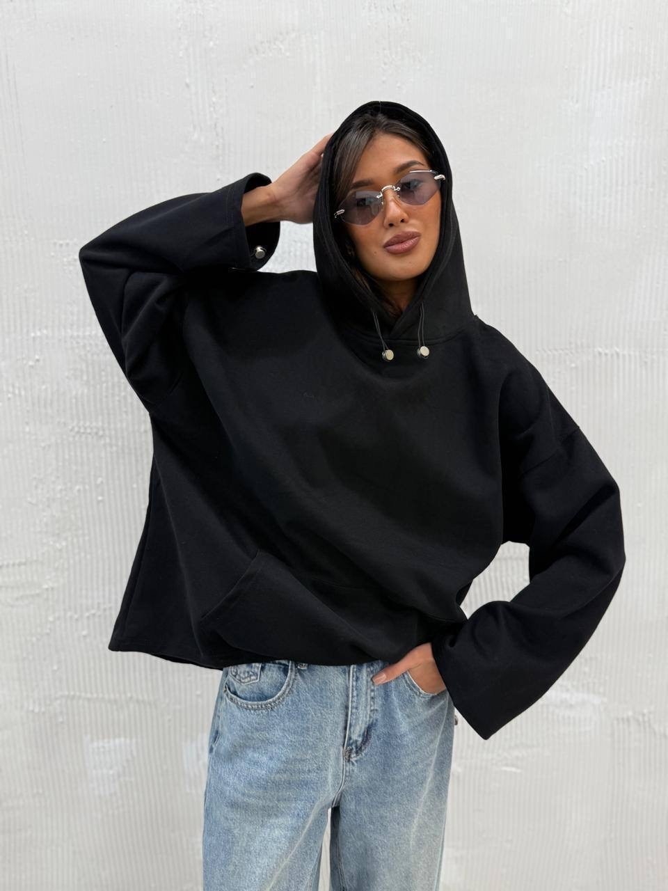 худи оверсайз,свитшот с капюшоном,женская толстовка,толстовки худи,худи унисекс твое 97256 серое l