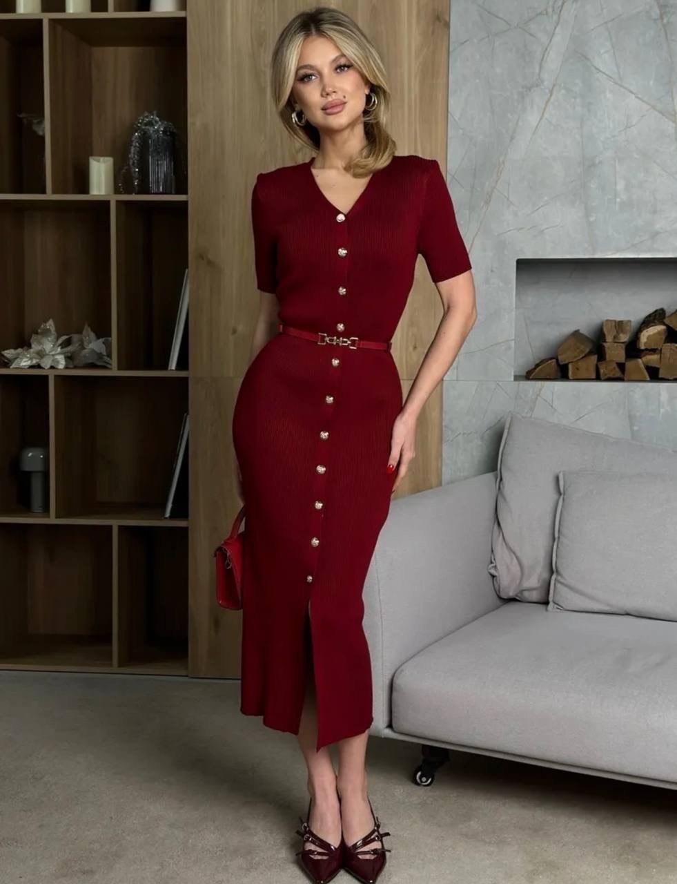 платье трикотажное с ремешком emberens,платье трикотажное миди,платье трикотажное миди emberens,элегантное трикотажное платье миди,платье трикотажное летнее с ремешком emberens