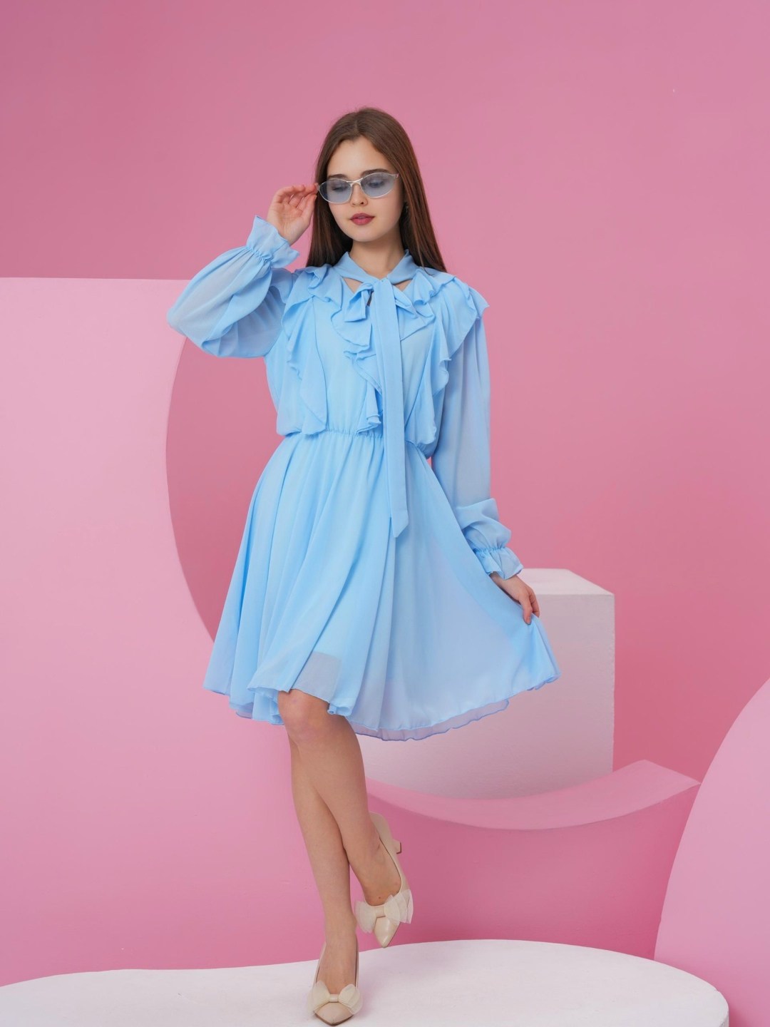 шифоновое платье,платье,нарядное платье,платье женской,платье с оборками