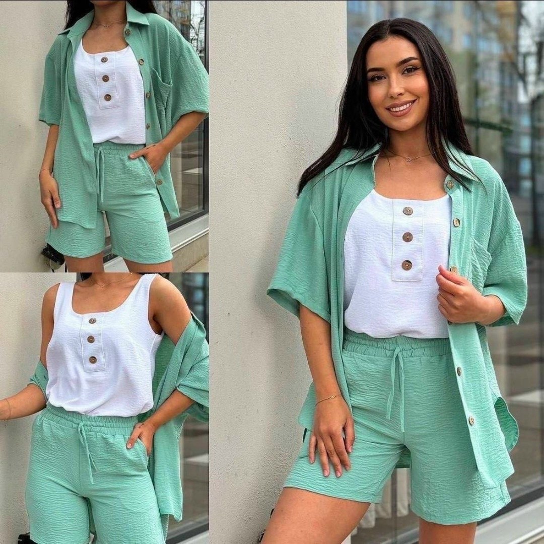летний костюм с шортами и рубашкой,костюм шорты рубашка,модные костюмы,костюм шортами,женский костюм с шортами