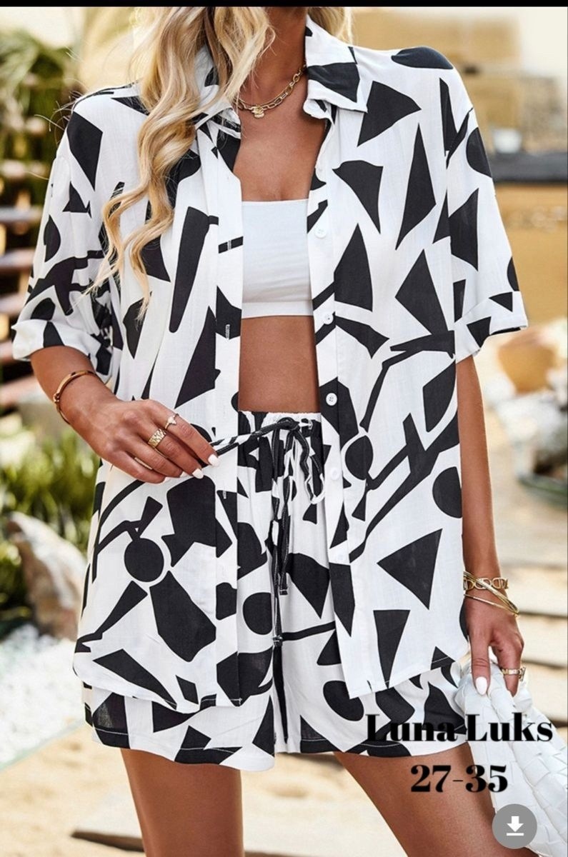 женский костюм с шортами летний принт,комплект туника пляжная с шортами,модный костюм с принтом,комплект туника пляжная с шортами tunikin,комплект одежды