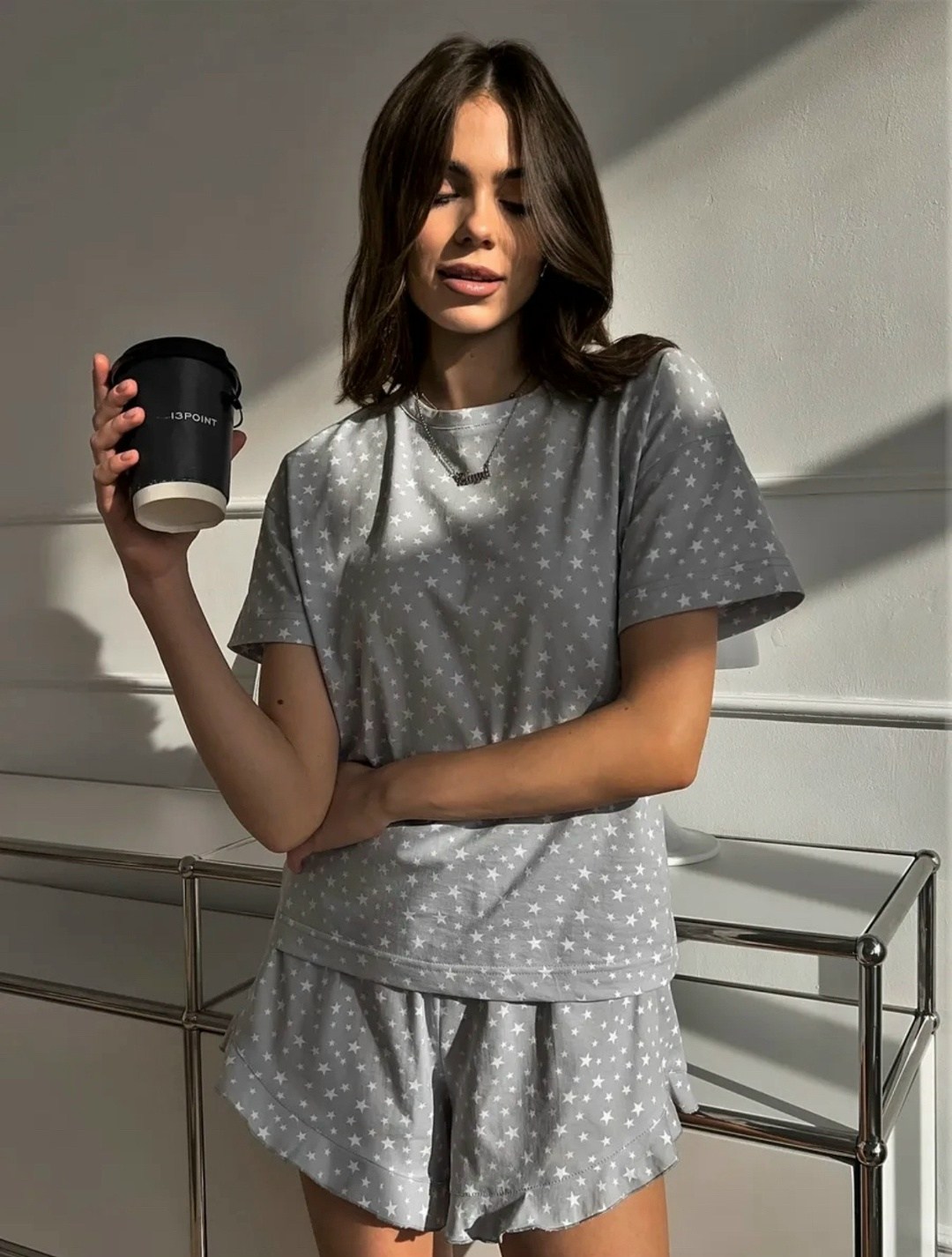 пижама женская,пижама женская с шортам,пижама с шортами и футболкой,комплект пижама,пижама с шортами laik moll