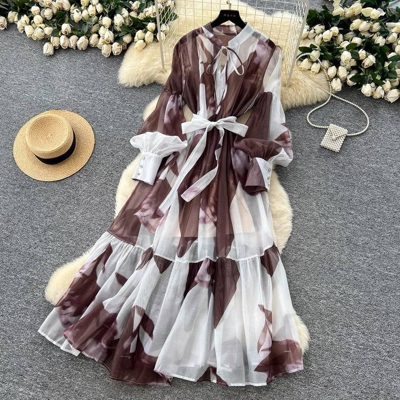 платье с длинными рукавами,длинное платье,шифоновое платье,платье винтажное, платье