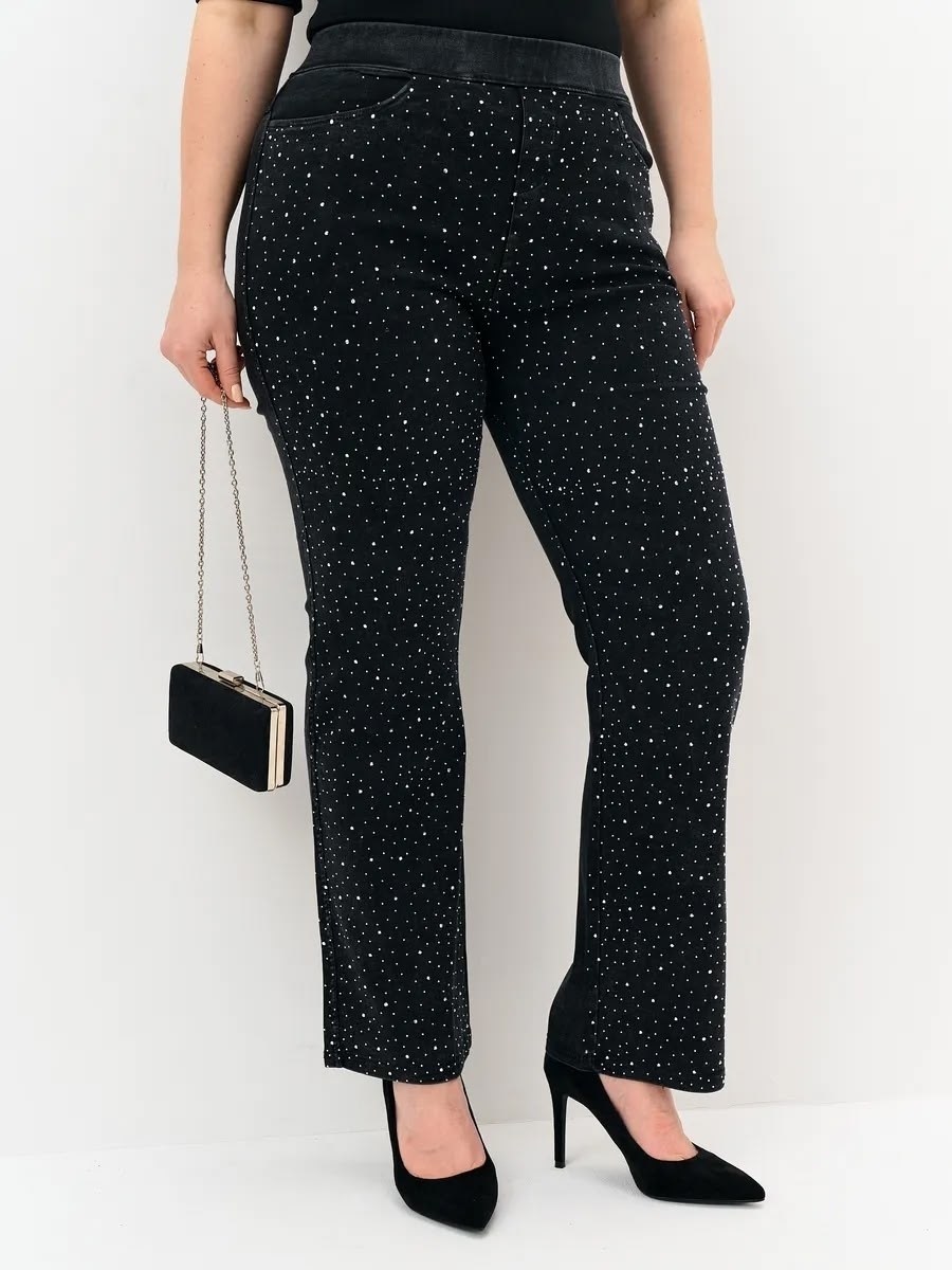 джинсы клеш со стразами h&a collection,брюки широкие с пайетками yours curve черный,женские джинсы прямые со стразами стрейч y2k lolo blues,джинсы со стразами,брюки классические