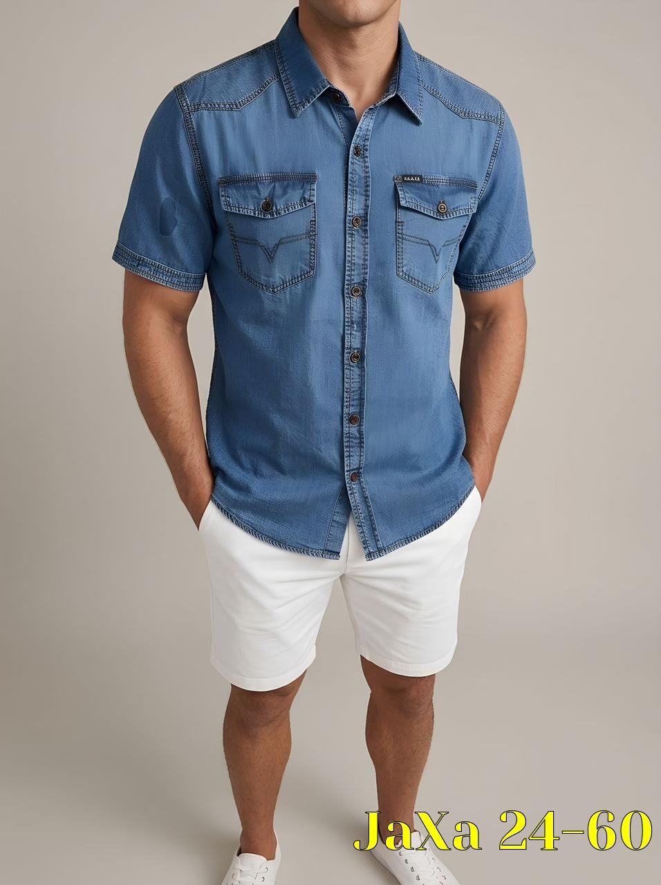 рубашка джинсовая мужская,джинсовая рубашка с коротким рукавом,мужская джинсовая рубашка большого размера,мужская джинсовая рубашка westland w7315 pale_blue размер l,рубашка джинсовая