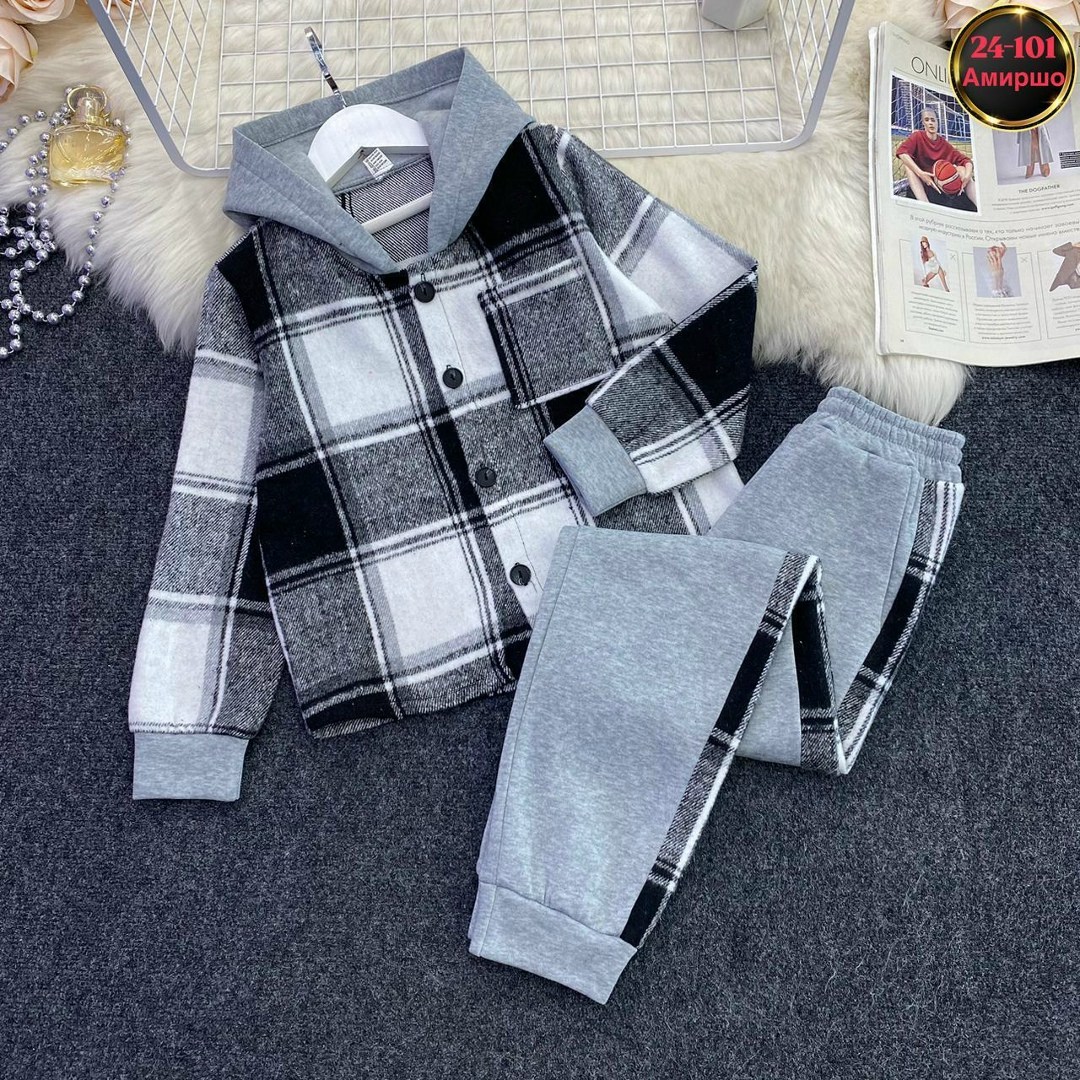 детский теплый костюм,костюм на флисе,костюм двойка детский в клетку,костюм спортивный двойка для мальчика,костюм двойка флис