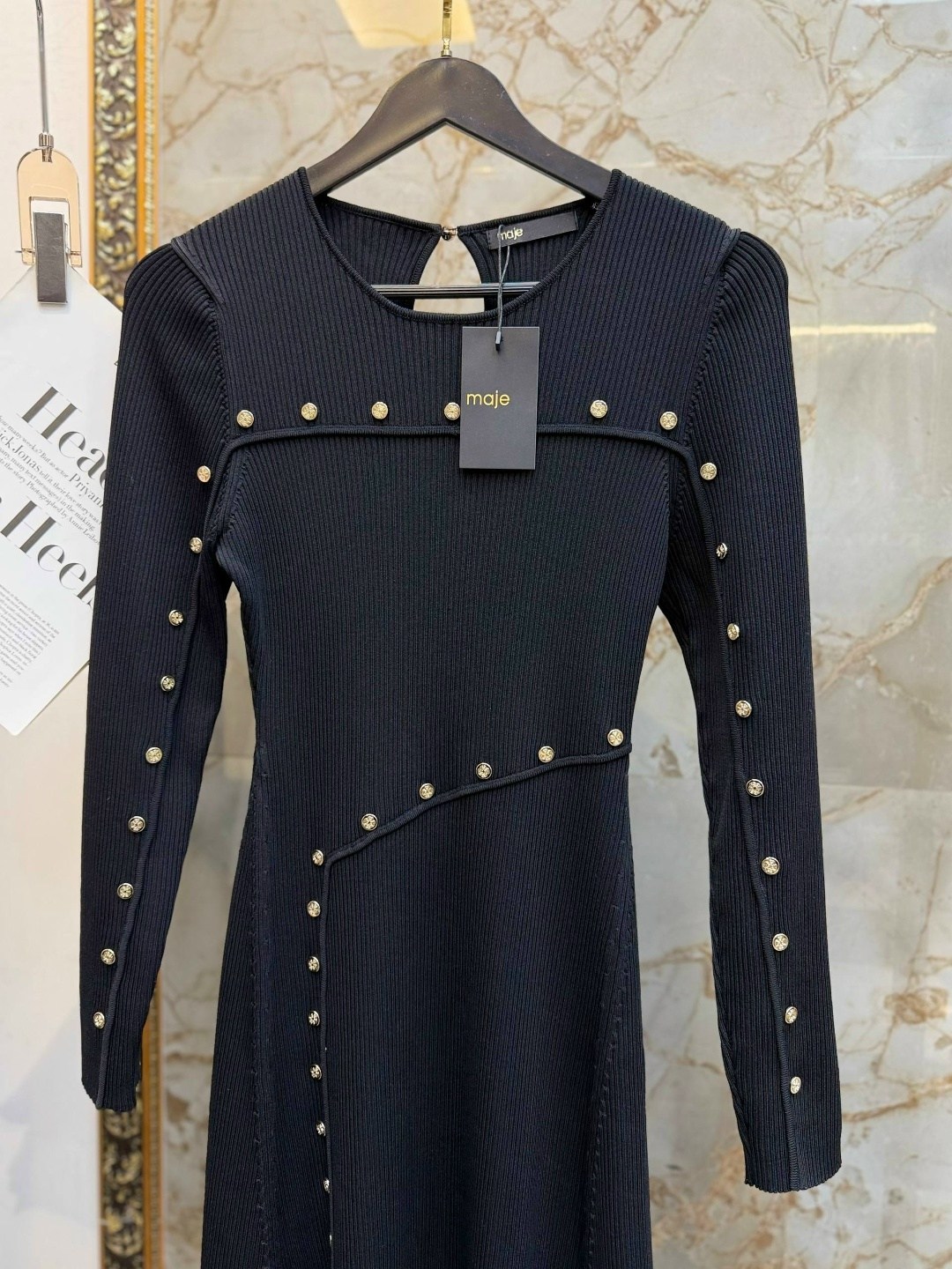 черное трикотажное платье maje,женское черное трикотажное платье maje,трикотажное платье,платье,черное трикотажное платье maje sportle