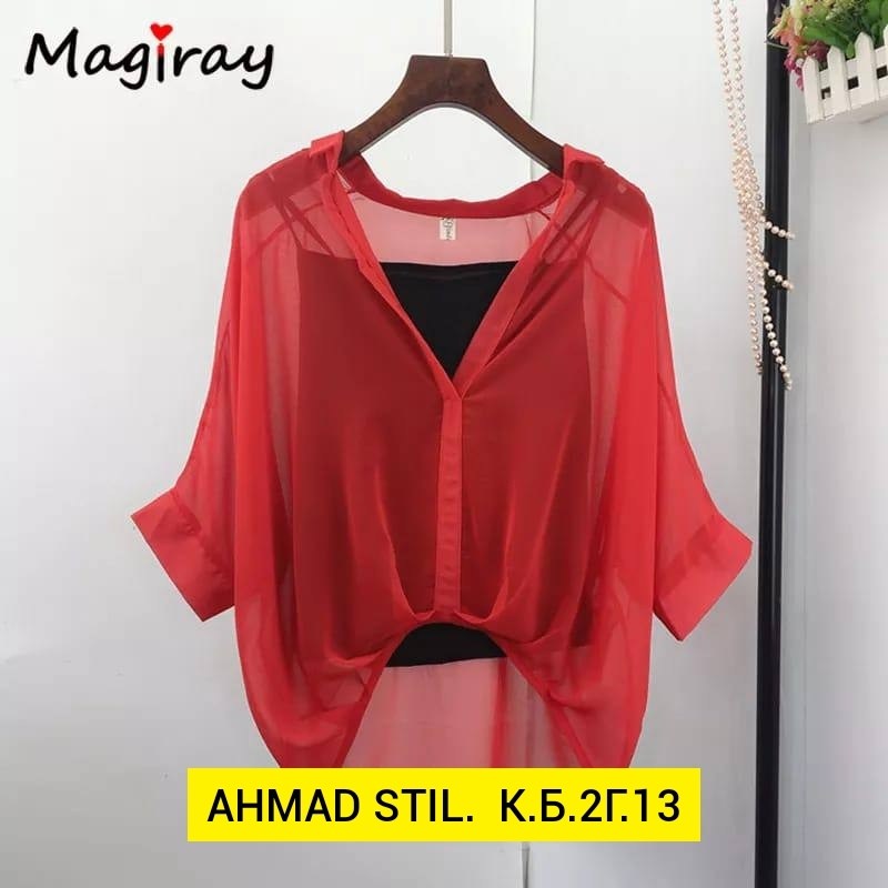 шифоновая 2-ка блузка с рукавом летучая мышь,женская шифоновая блузка с рукавами летучая мышь,женская шифоновая блузка,шифоновая блуза,блузка с шифоновой накидкой