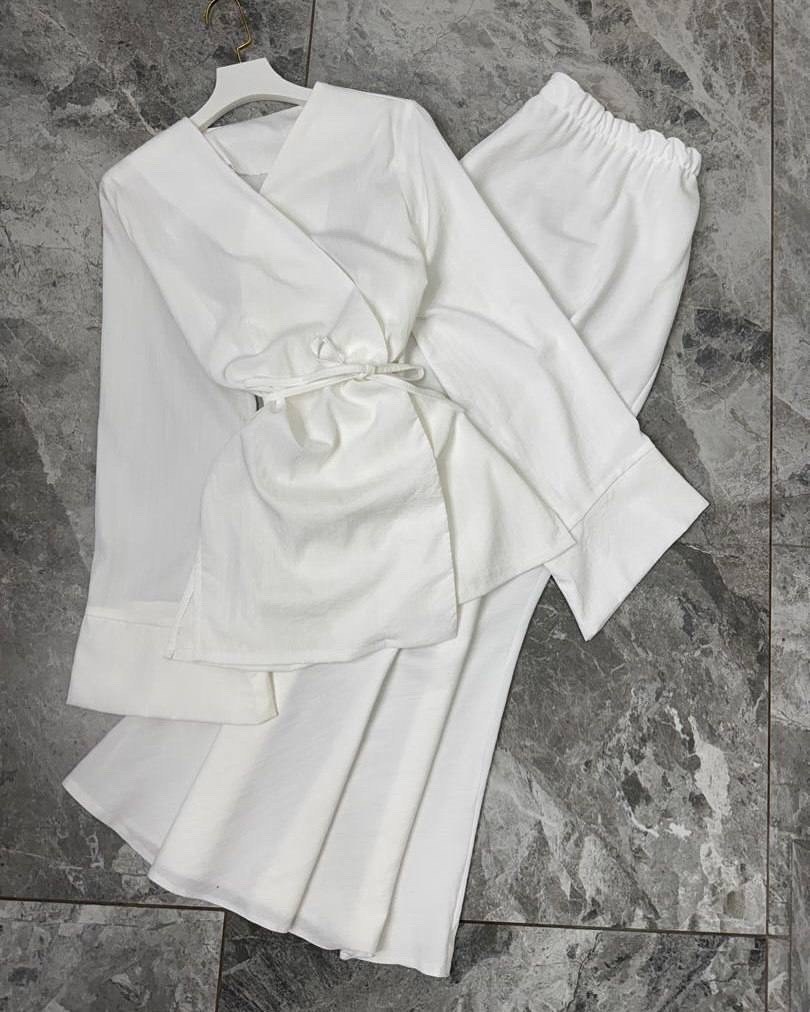 белый костюм,костюм женский белый,кимоно с брюками,пижама для женщин