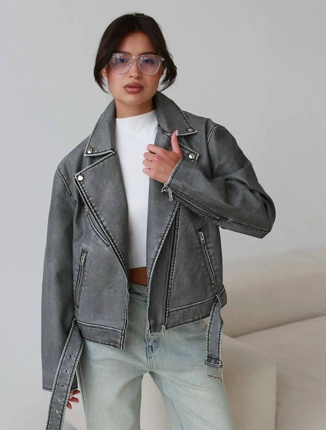 косуха винтажная куртка кожаная oversize серая monyken,куртка косуха женская,косуха винтажная кожаная куртка серая оверсайз mony,косуха серая винтажная куртка кожаная оверсайз aftfbasic,косуха серая