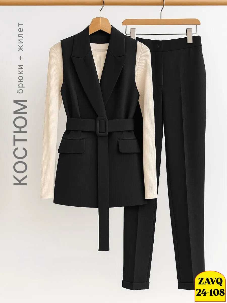женский брючный костюм,костюм брючный деловой с жилеткой офис berchi 257248482,костюм брючный женский стильный 2026 с жилеткой,брючный костюм с жилетом женский,костюм брючный