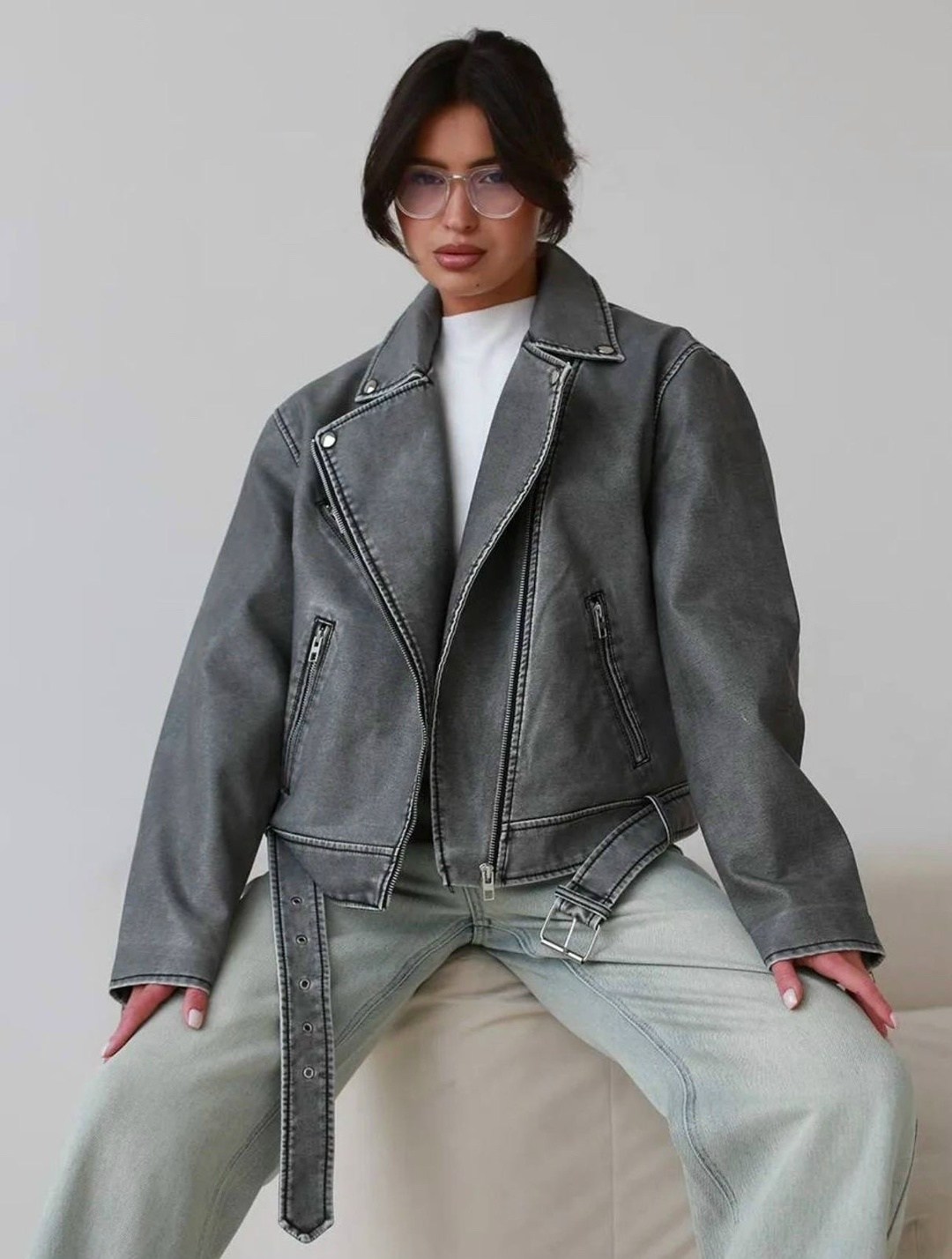 косуха винтажная куртка кожаная oversize серая monyken,куртка косуха женская,косуха винтажная кожаная куртка серая оверсайз mony,косуха серая винтажная куртка кожаная оверсайз aftfbasic,косуха серая