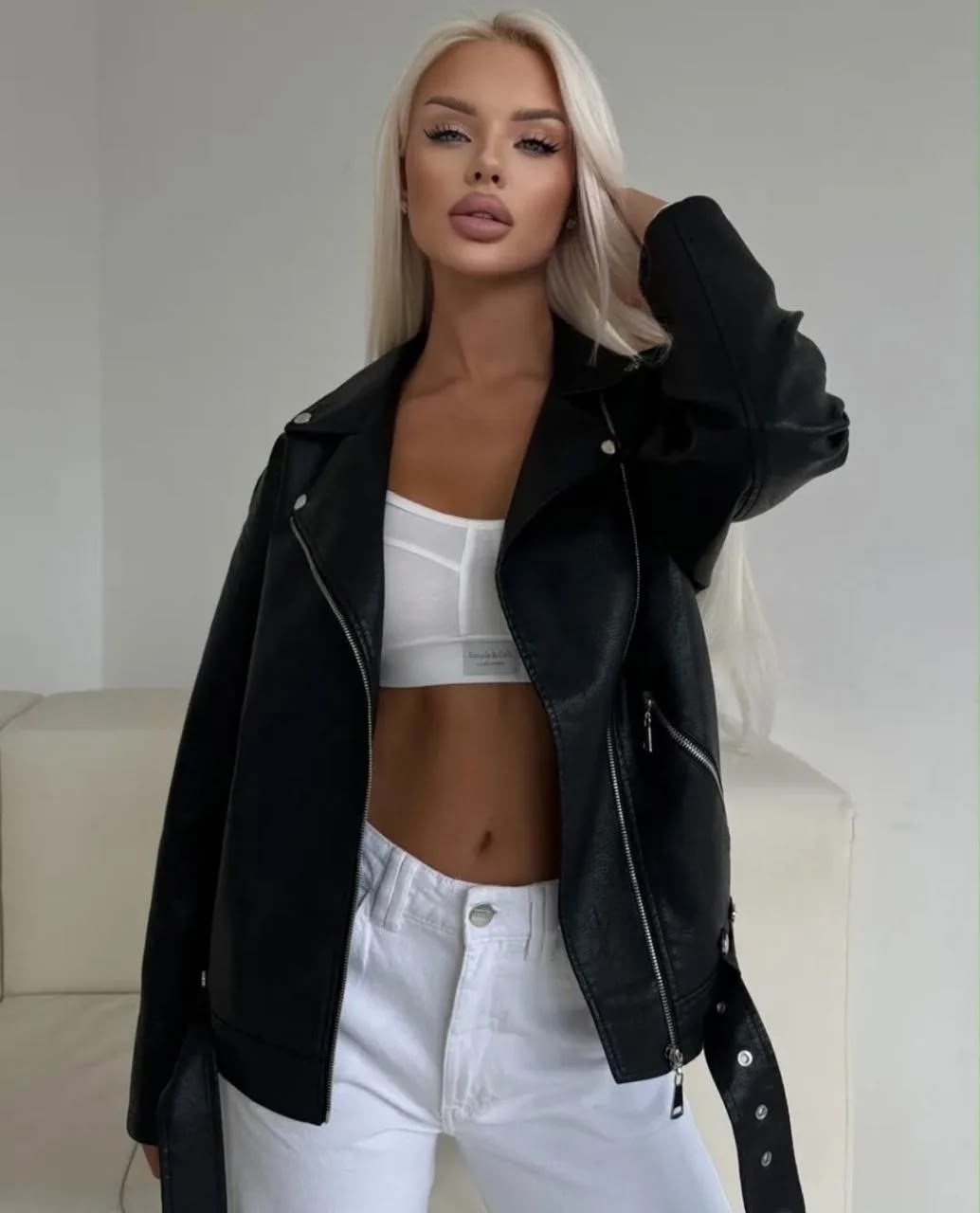 куртка косуха женская из экокожи оверсайз арт. 10592379,куртка косуха женская из экокожи оверсайз,косуха женская куртка кожаная oversize,косуха куртка женская кожаная оверсайз,куртка эко кожа