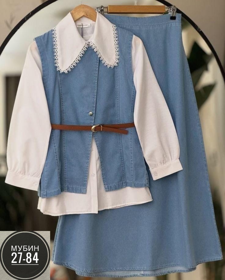 джинсовые костюмы,джинсовый комплект юбка жилет,джинсовая одежда,джинсовая юбка,стильные наряды