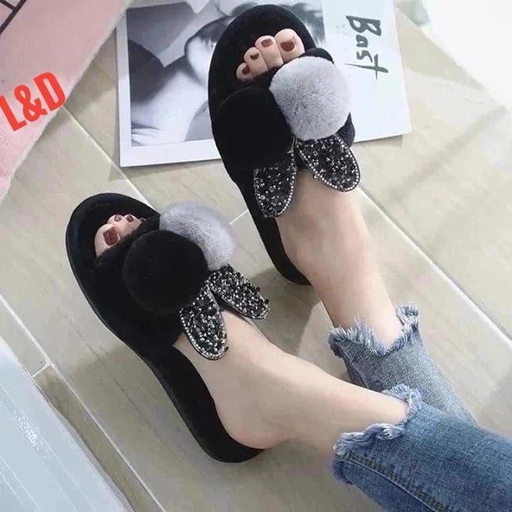 женские домашние тапочки,тапочки женские,тапки женские,женские зимние модные плюшевые домашние тапочки с помпонами теплые короткие,тапочки