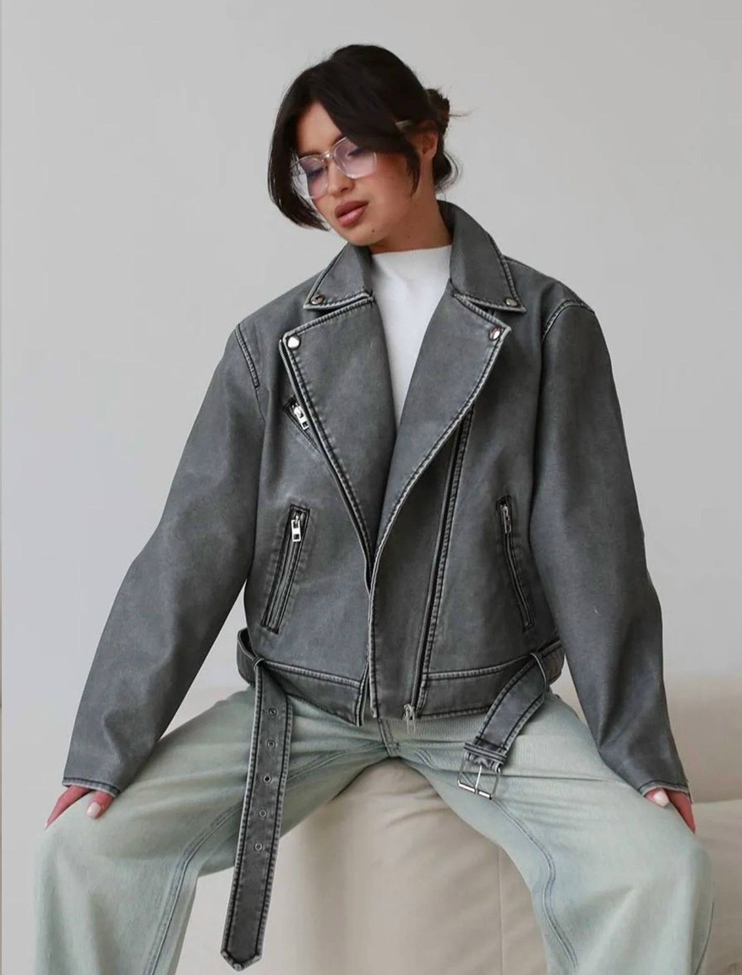 косуха винтажная куртка кожаная oversize серая monyken,куртка косуха женская,косуха винтажная кожаная куртка серая оверсайз mony,косуха серая винтажная куртка кожаная оверсайз aftfbasic,косуха серая