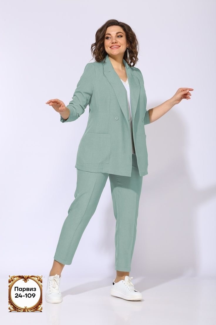 брючный костюм,костюм женский,мятный костюм женский,брючный костюм anastasia mak 1175 мятный,костюм женский брючный