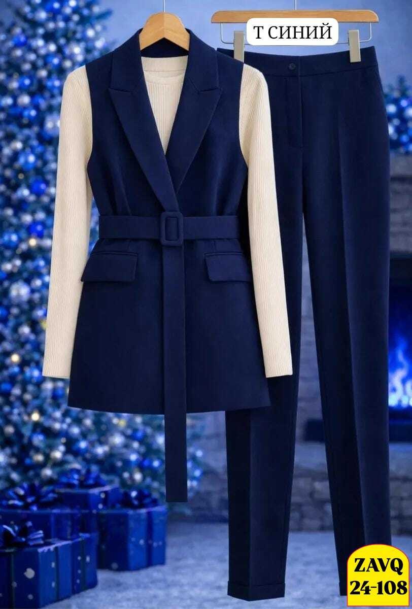 женский брючный костюм,костюм брючный деловой с жилеткой офис berchi 257248482,костюм брючный женский стильный 2026 с жилеткой,брючный костюм с жилетом женский,костюм брючный