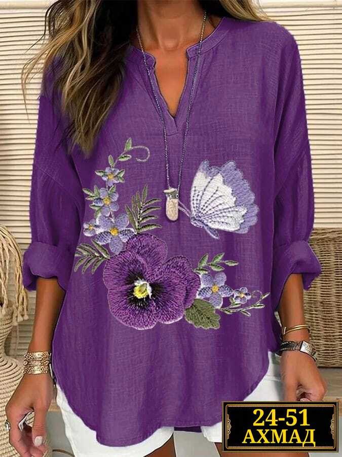 рубашка женская,женская рубашка из хлопка и льна,женская кофта фиолетовая,блузка женская,туника блузка