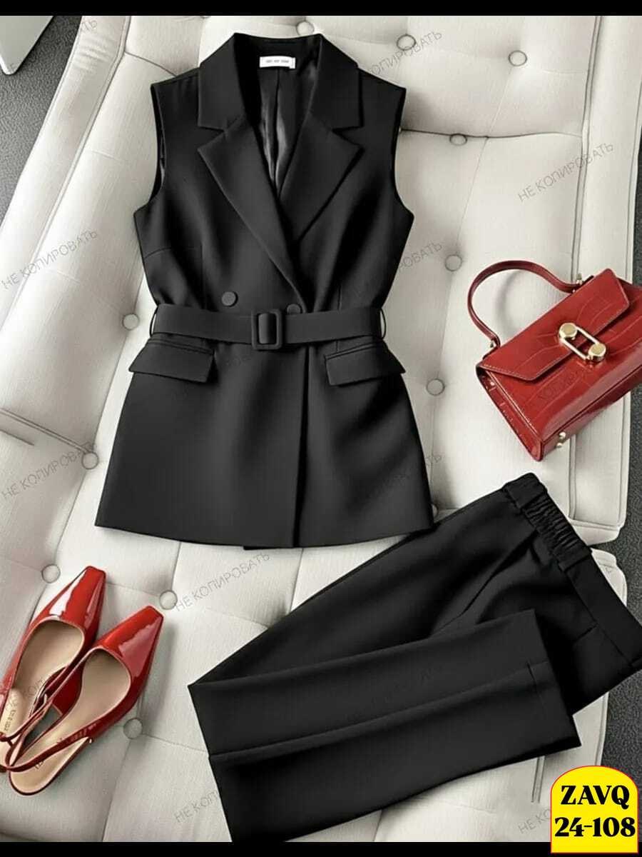 женский брючный костюм,костюм брючный деловой с жилеткой офис berchi 257248482,костюм брючный женский стильный 2026 с жилеткой,брючный костюм с жилетом женский,костюм брючный