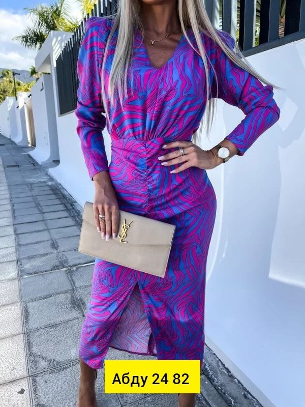 платье женской,модное длинное платье с принтом,женское платье с принтом,платье женское с запахом,женское платье с длинными рукавами