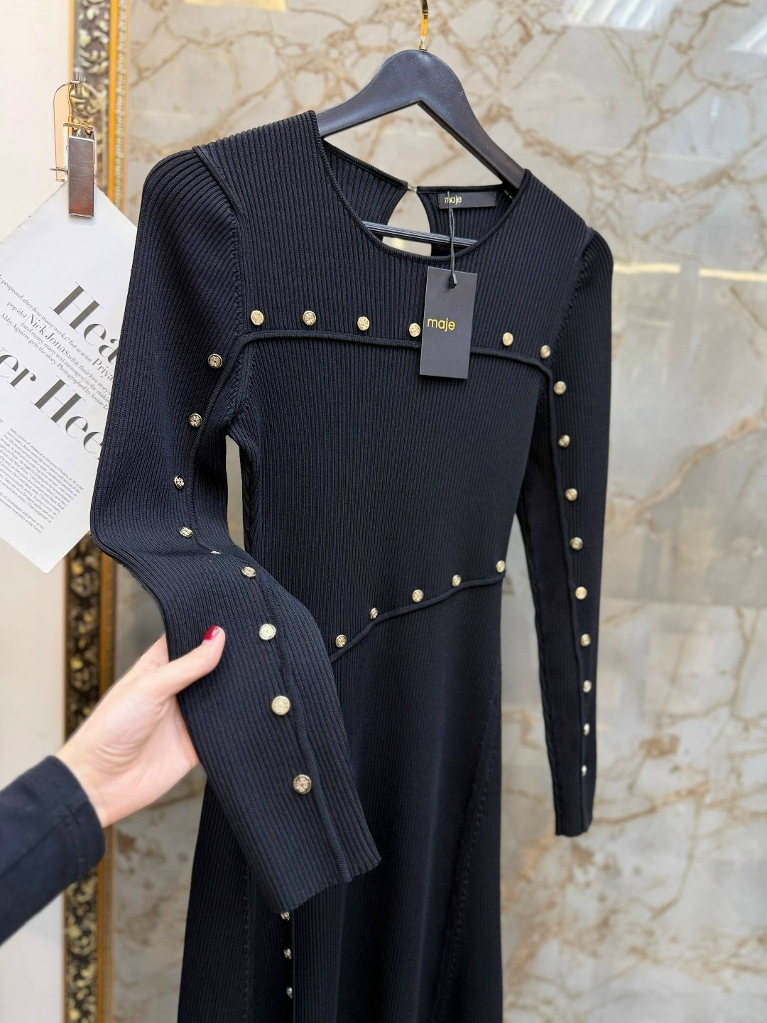 черное трикотажное платье maje,женское черное трикотажное платье maje,трикотажное платье,платье,черное трикотажное платье maje sportle