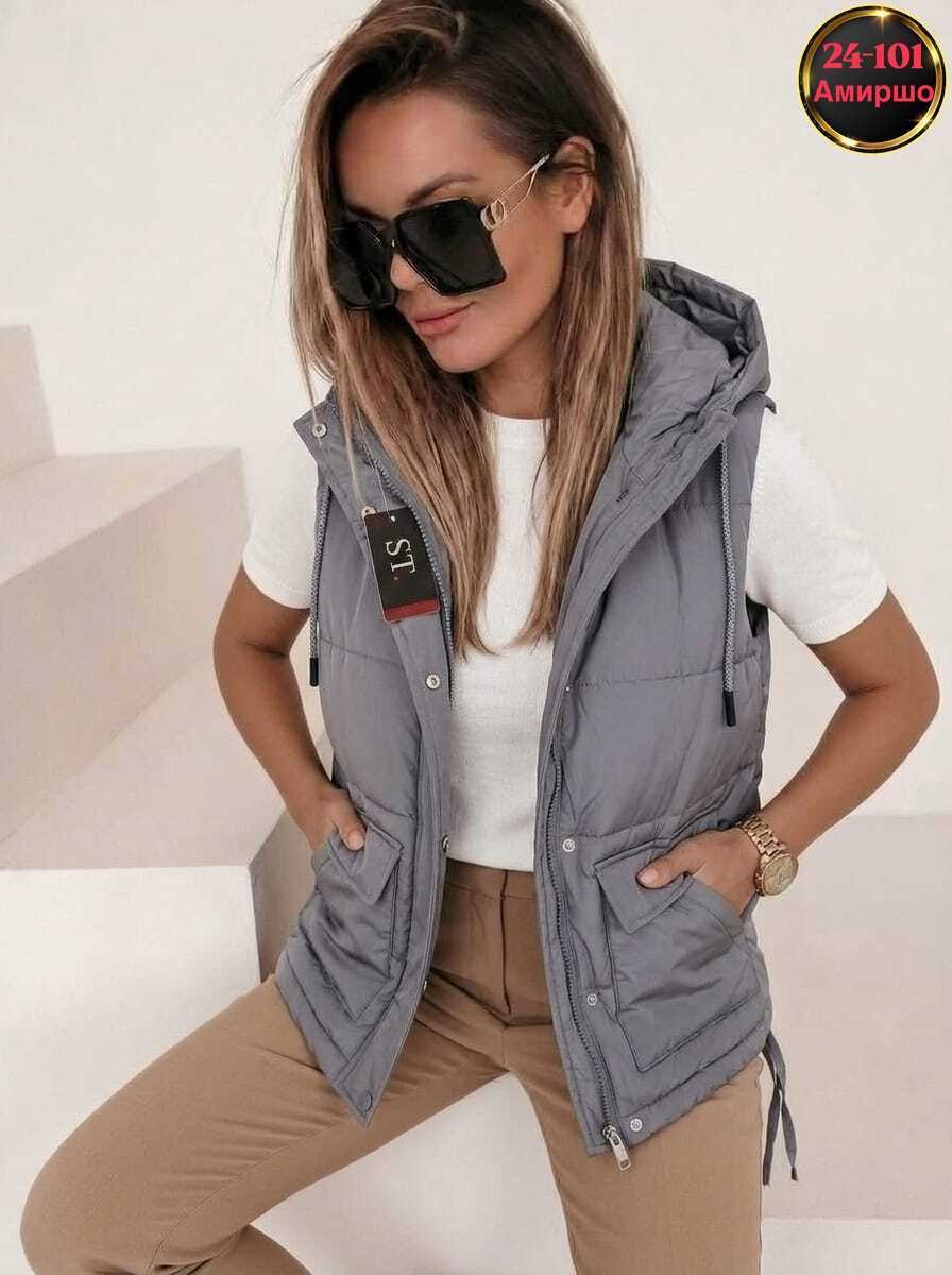 жилетка женская,жилет женский,жилет с капюшоном,жилет утепленный женский,жилет