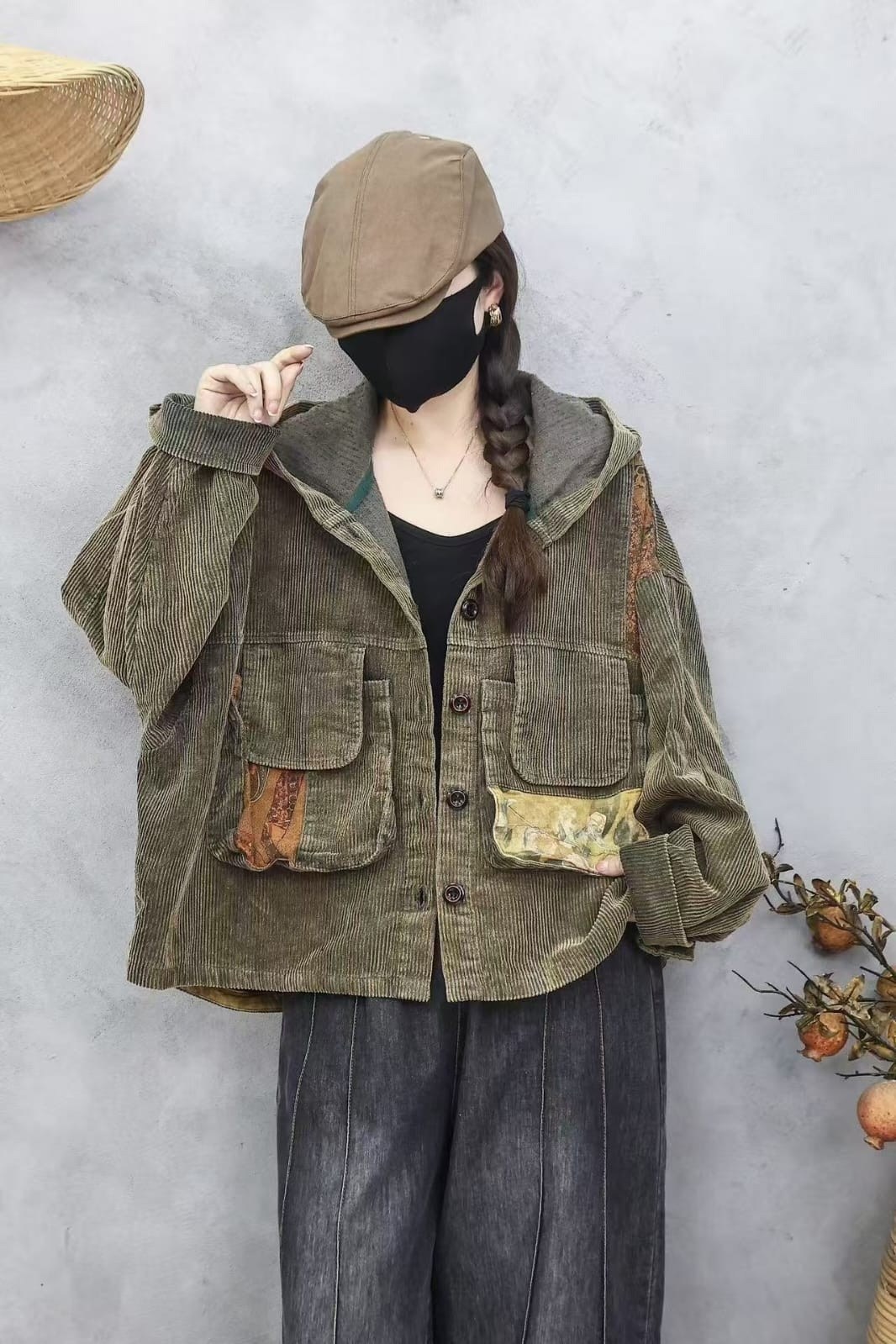 повседневная куртка,куртка фуфайка в стиле бохо вельветовая утепленная оверсайз,бохо фуфайка вельветовая,вельветовая куртка с капюшоном,теплая куртка